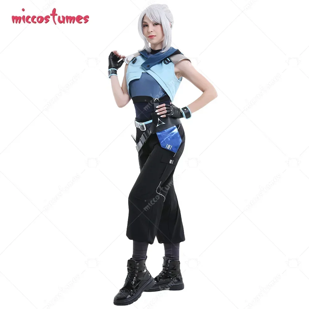 Miccostumes Jett Costume Cosplay abiti sportivi Unisex con cinture guanti