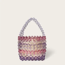 Handmade Beaded Woven Bucket Bag, Dinner Bag, Hand-held Single Shoulder, Diagonal Cross Bag, Round Bucket Bag, Women's Bag, New