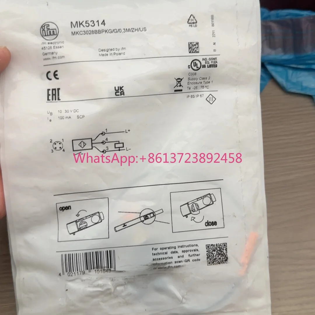 

MK5314 ifm Magnetic Switch Brand New Original Genuine MKC3028BBPKG/G/0.3M/ZH/US Working Voltage 10-30V DC Cable Length 0.3m