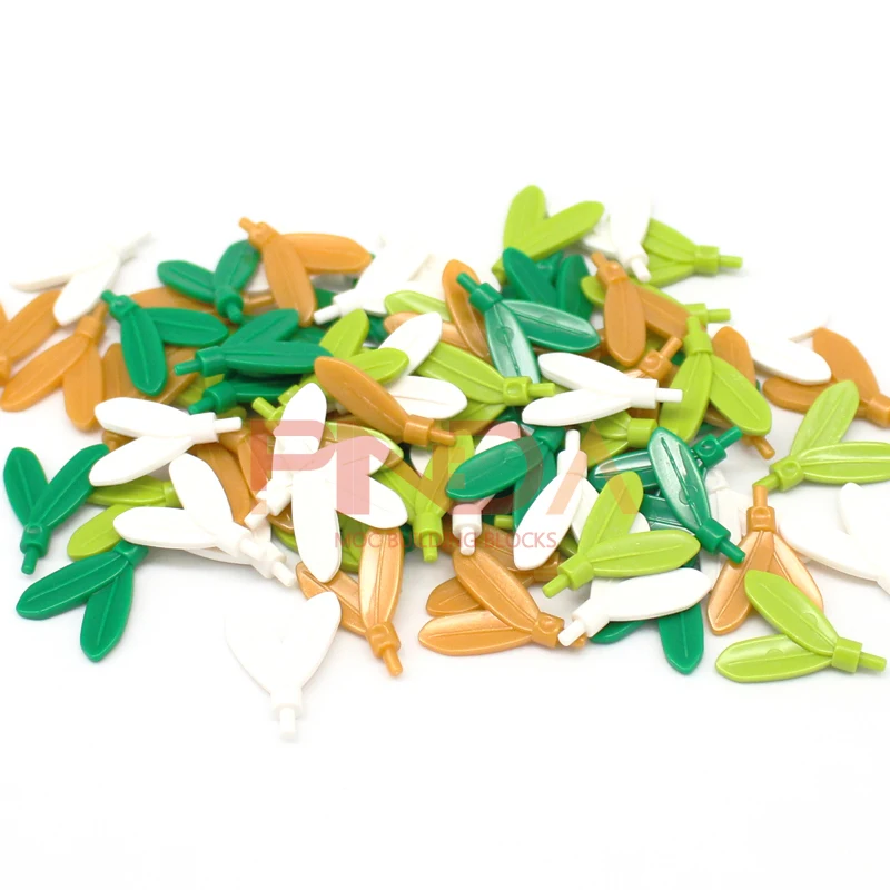 50pcs Moc Plume Feathers with Small Pin 30126 Burgeen Plant Leaf Grass DIY Building Blocks Bricks Compatible Tender Shoot Toys