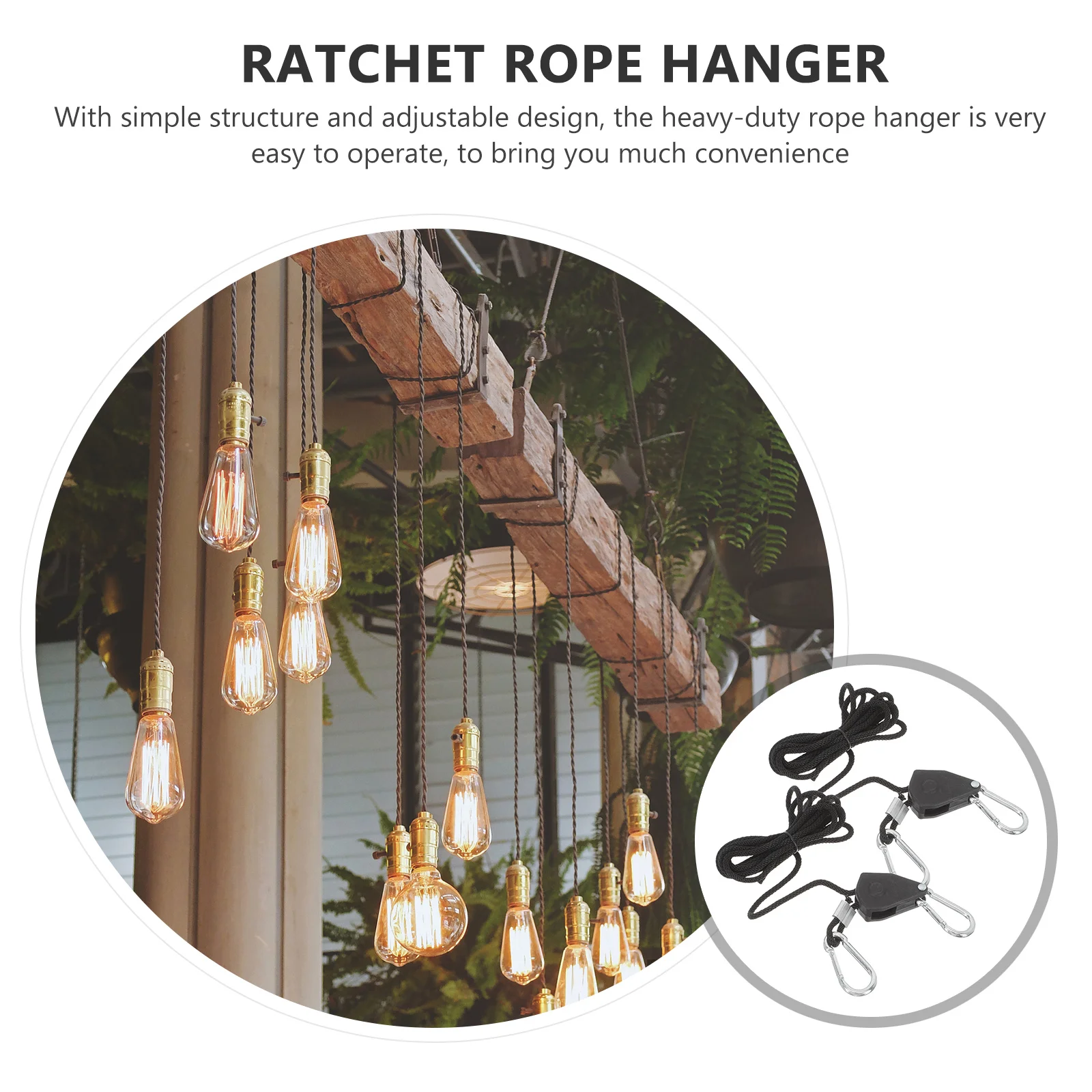 

2Pcs Heavy Duty Adjustable Ratchet Rope Hanger Plant Light Hanging Clip Grow Light Rope Pulley Metal Gears Ratchets