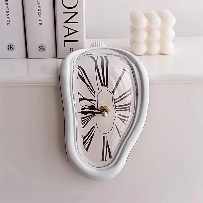 Distorted Clocks Interior Wall Clock Wall Mount Funny Decorative Gift Distorted Wall Clock Creative Melting Clock for Desk Home