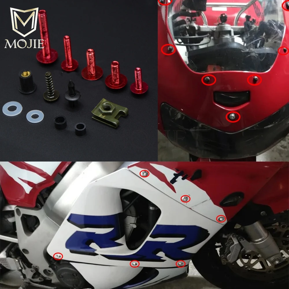 Moto Fairing Bolts Kits Bodywork Screws Nut For Honda CBR 125 150 250 300 400 500 600 650 900 929 954 1000 1100 R/RR/F 1986-2024