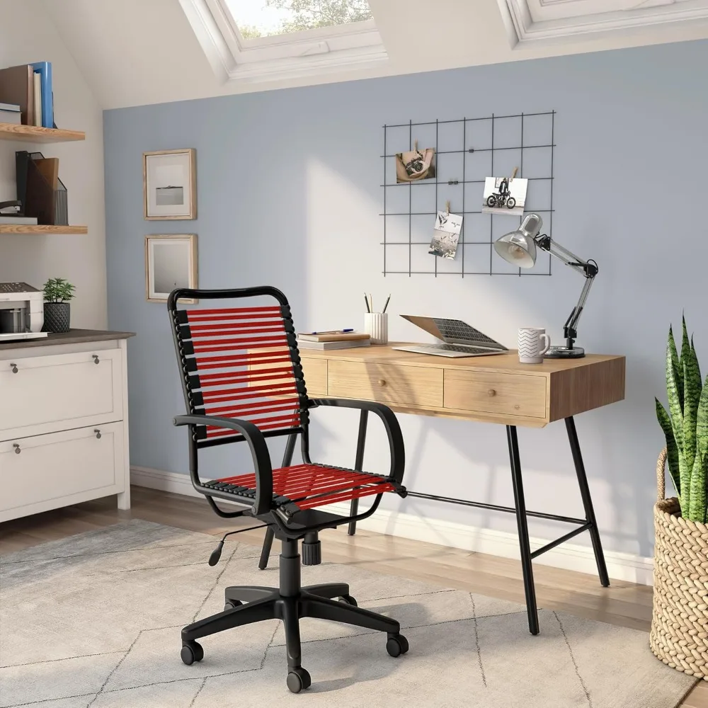 Red Euro-Style Flat High-Back Swivel Office Chair with Graphite Frame and Adjustable Tilt