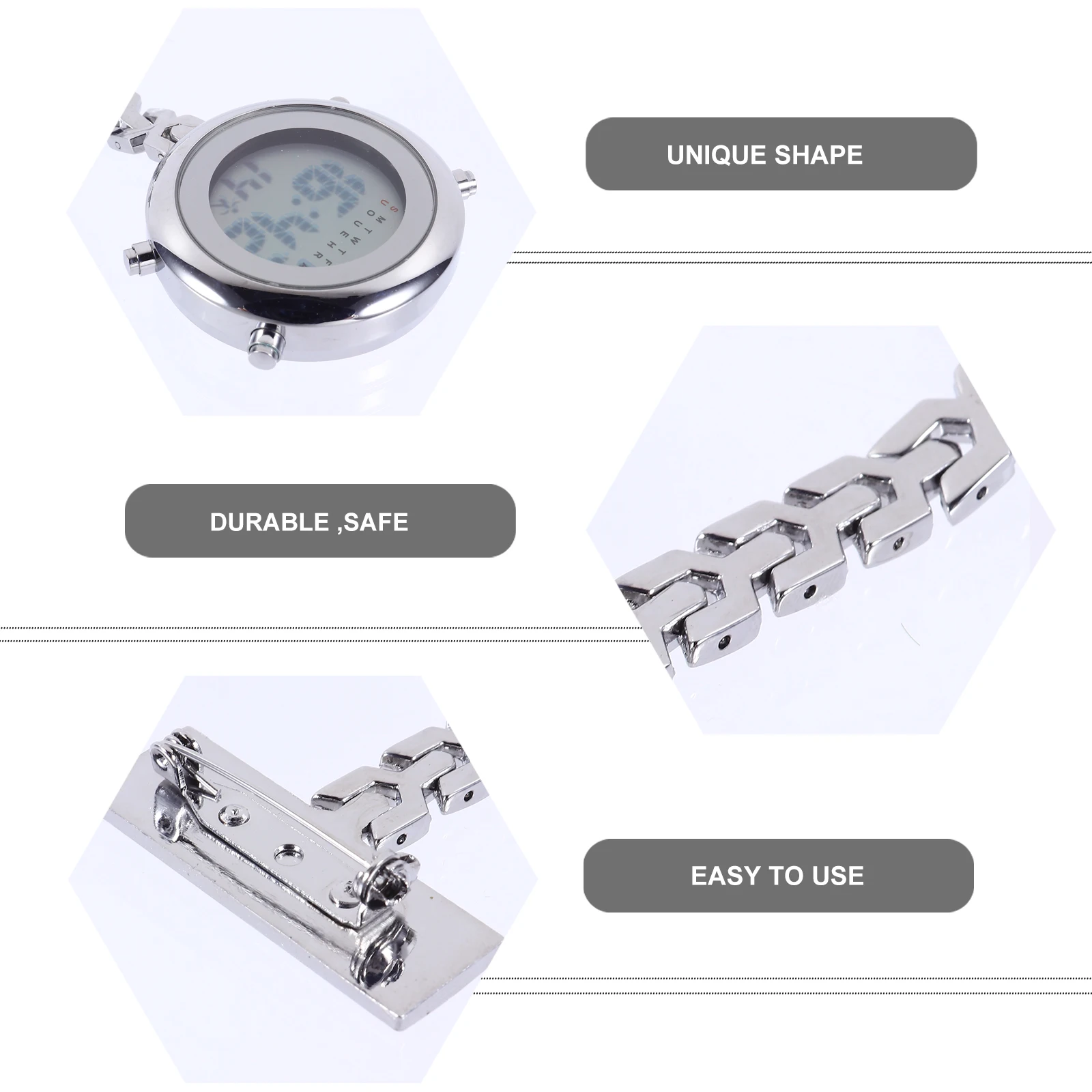 

Creative Electronic Digital Lapel Pin Watch For Women Men Nurse Unisex Gift Birthday Christmas Decor Safety Pin