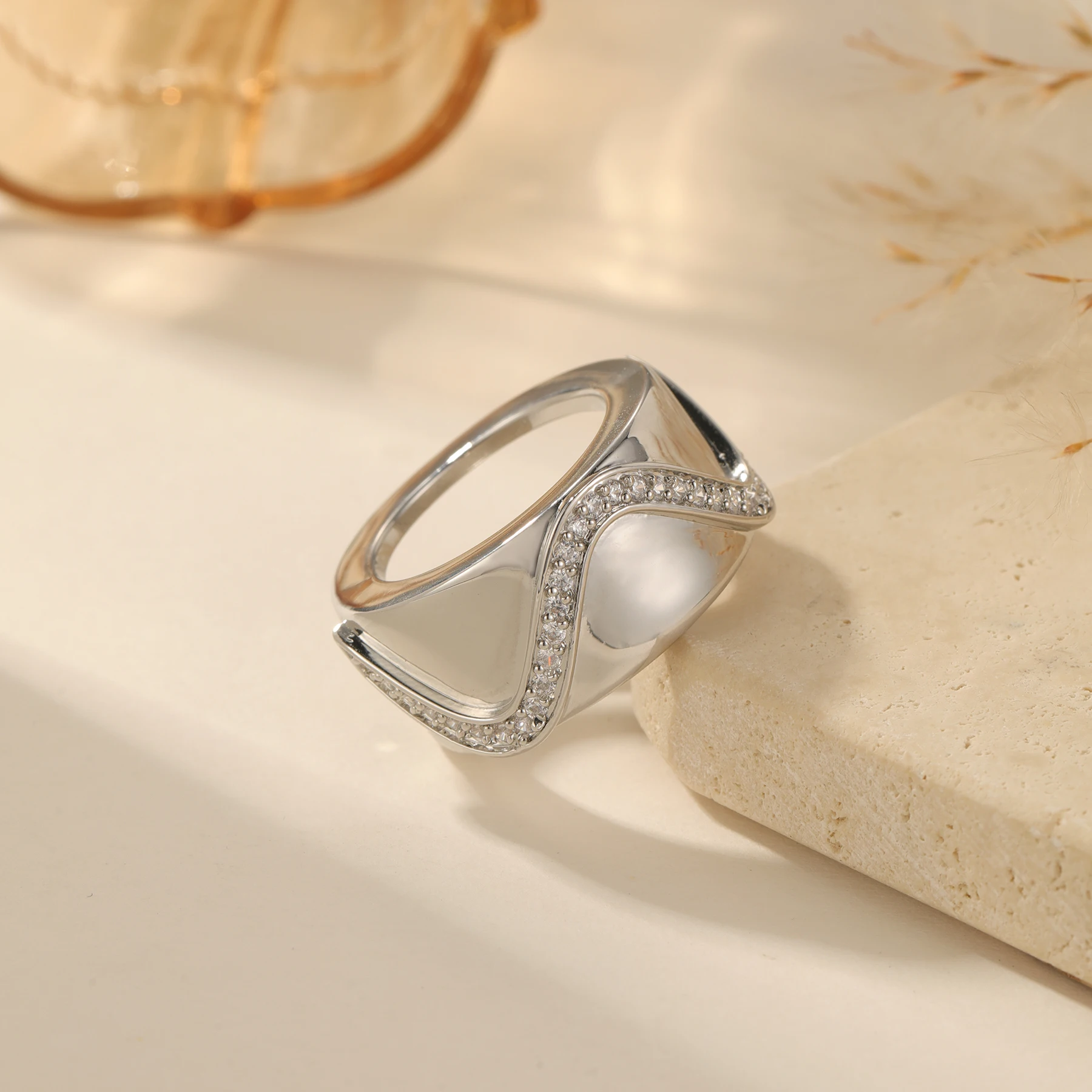 Sparkling Wave Smart Ring Cover Compatible with Oura Gen 4 Gen 5 CZ Open Wrap Ring Guard Jewelry Accessory for Women and Men