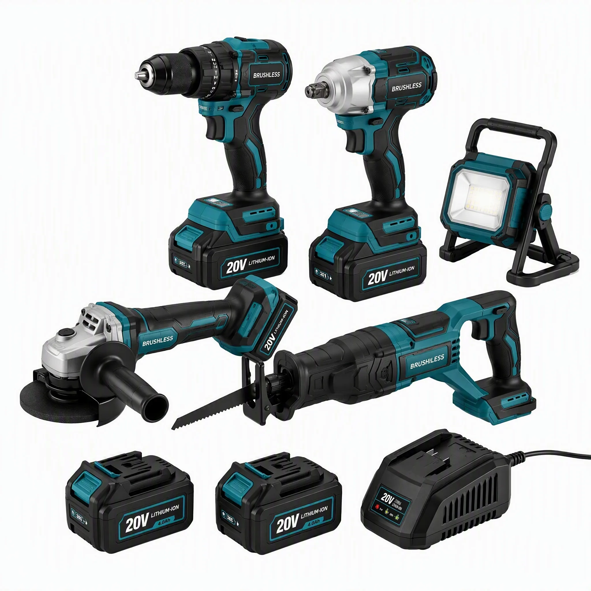 Power Tools Combo Kits - 20V Brushless 5-in-1 Cordless Power Tool