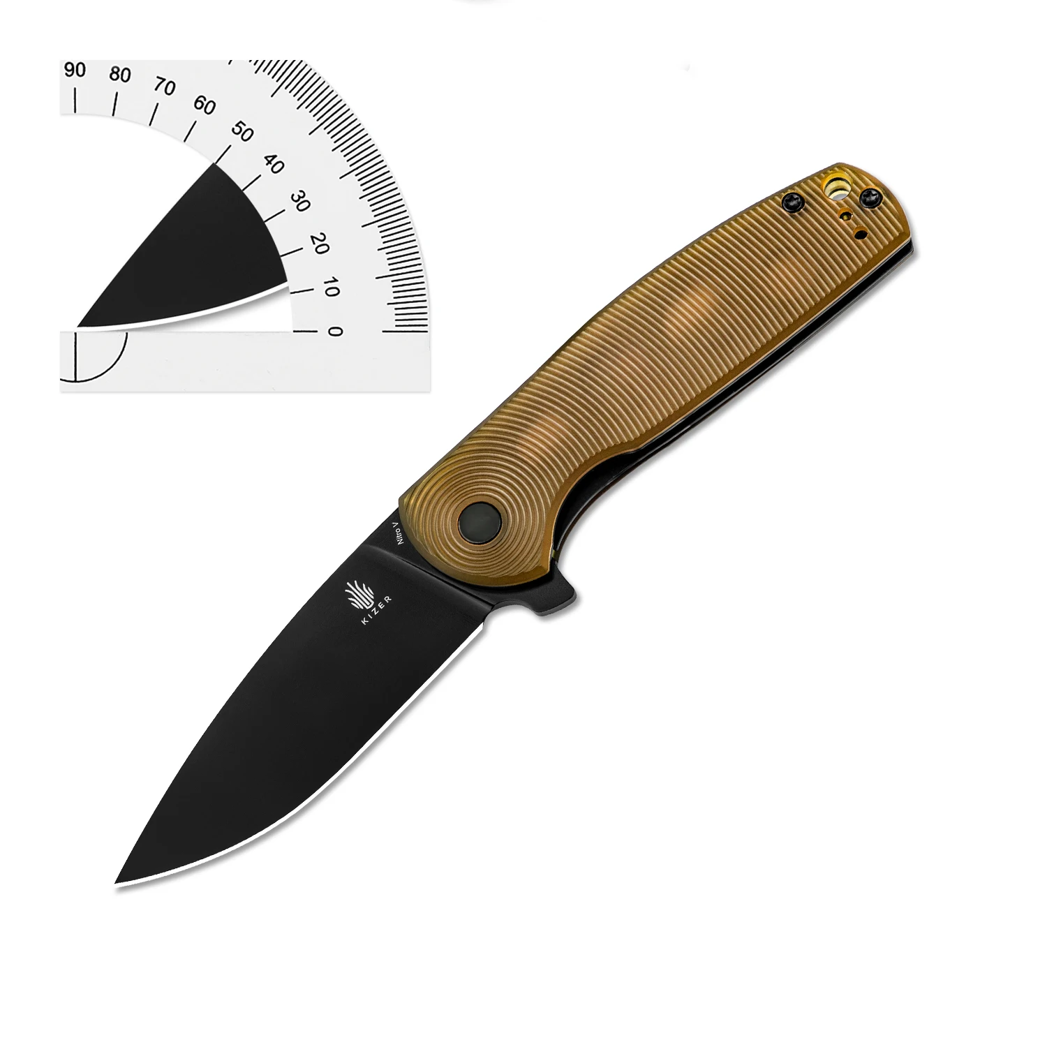 Kizer Folding Pocket Knife Gemini V3471A3 2024 New PEI Handle With Nitro-V Black Blade Survival Knife