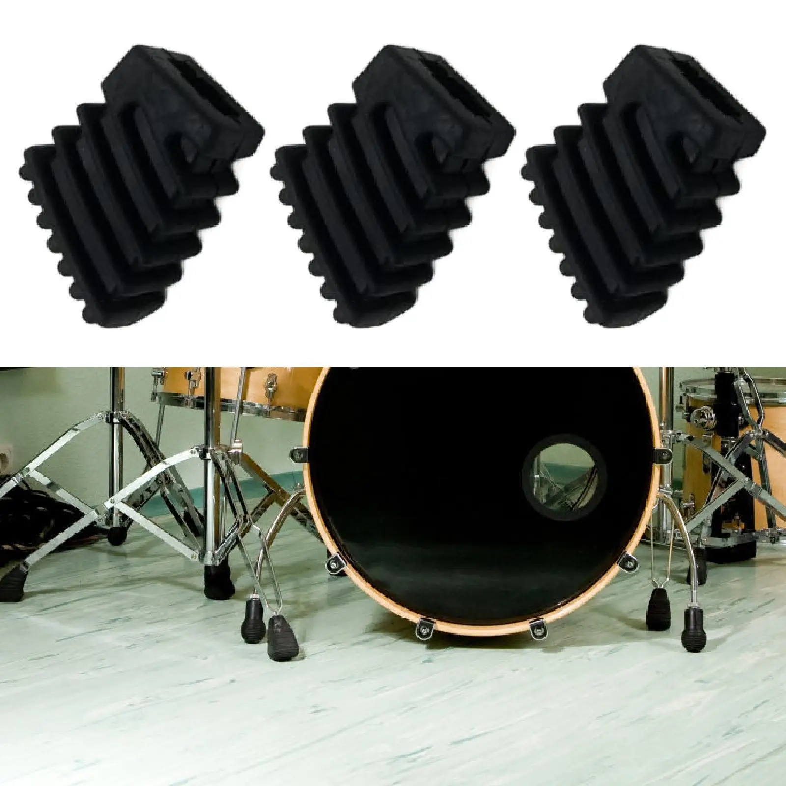 Drum Feet Sleeve Black PP Drum Hardware Accessory Noise Reduction Protector for Drum Set Cymbal Stand Performance DIY