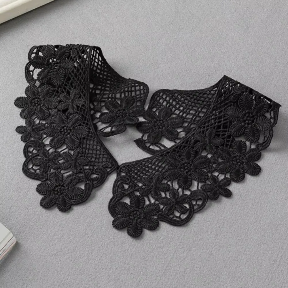 Detachable Embroidered Collar Flower Milk Silk Fake Shirt Collar High Quality Hollow Lace Fabric Women Lace Neckline
