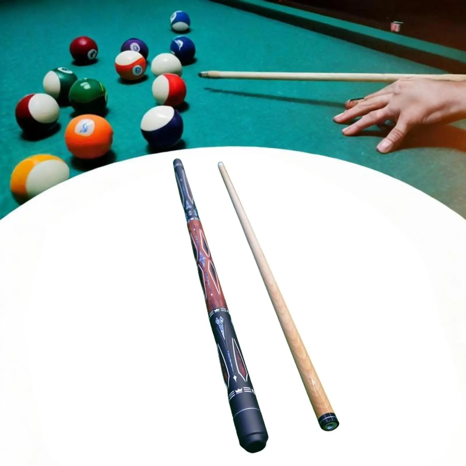 

Professional 1/2 Split Pool Cue Stick Maple Wood Snooker Billiard Accessory Two Section for Club Player Billiards Training