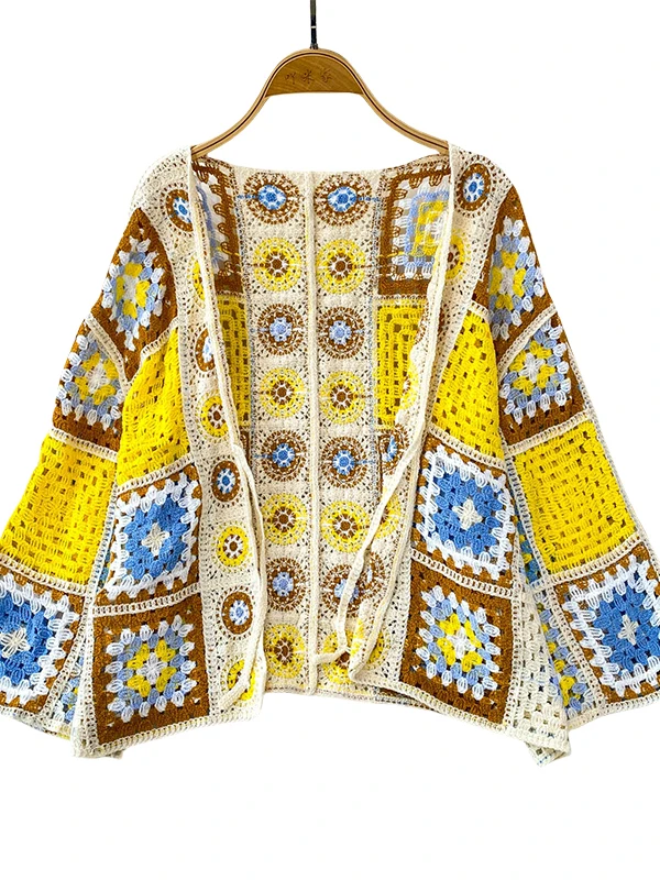 Cardigan aperto lavorato a maglia cava con fiore all'uncinetto rosa morbido retrò da donna Top dimagrante versatile allentato coreano Sle Long Sve V-Ne