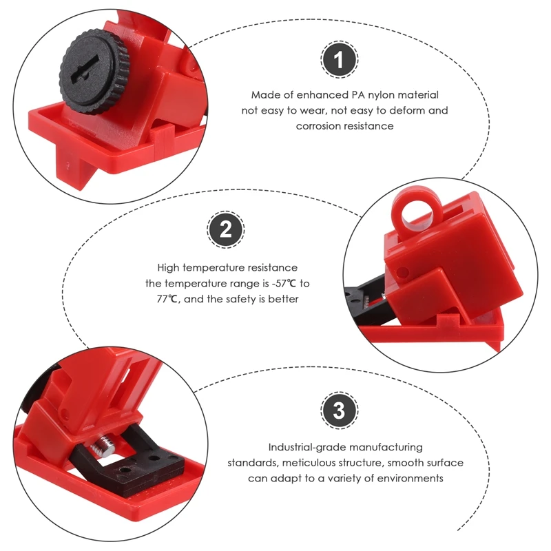 Circuit Breaker Lockout Electrical Safety Lock Single Pole Breaker Lock For Handle Within 16.5Mm Electrician Maintenance