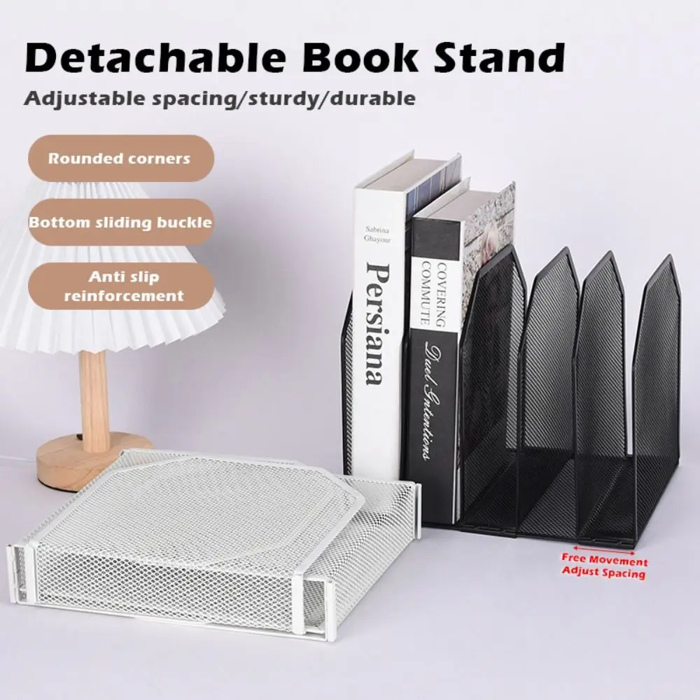 Simple 5/7 Grids Book Stand Detachable Metal Mesh Desk Organizer Adjustable Book Holder Students Use
