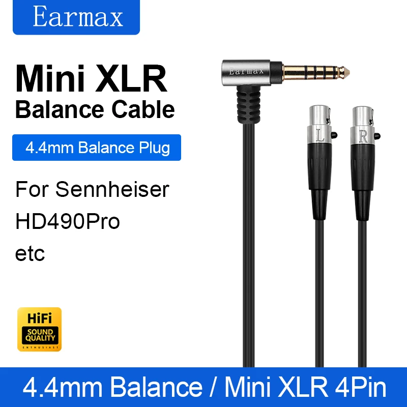 Earmax 4.4mm Jinbao Wire is For Sennheiser HD490Pro Plus Single Crystal Copper Balance Wire MINI XLR Four Pin Upgrade Cable