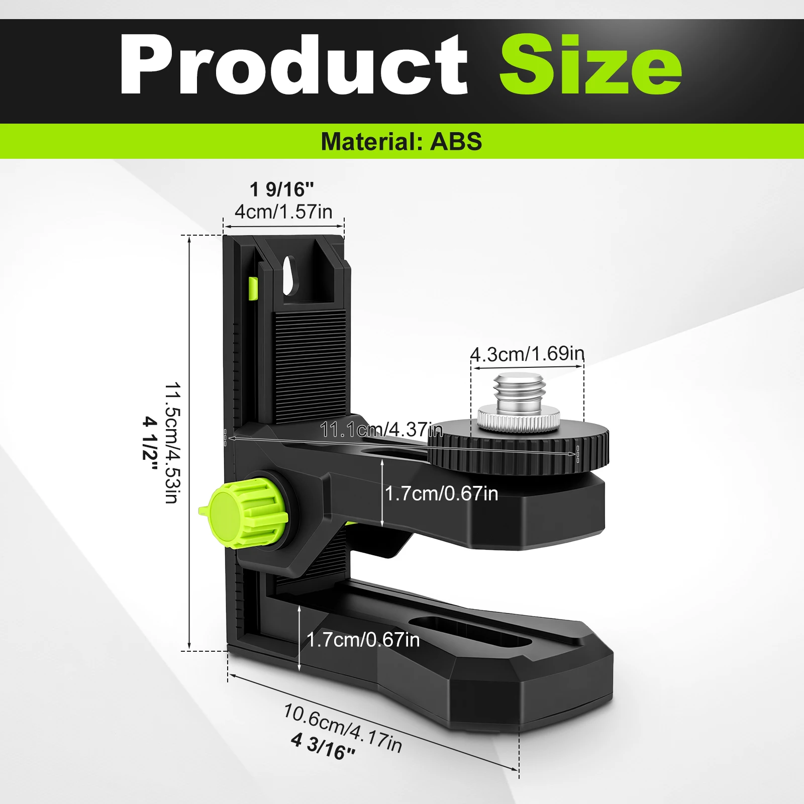 Adjustable Magnetic L-Shape Bracket for Laser Level 360 Degree Rotating Pivot Base 1/4 5/8 Inch Thread Wall Mount Stand Holder