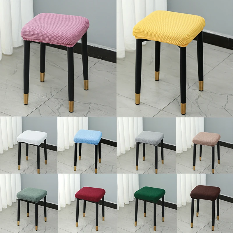 Dressing Table Stool Cover Elastic Square Seat Cover Dust Cover Removable Slipcover Stretch Chair Protector Cover Living Room