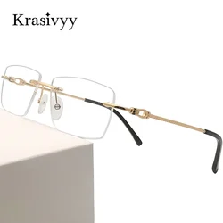 Krasivyy Pure Titanium Rimless Glasses Frame Men Ultralight Optical Prescription Eyeglasses Women 2025 New Myopia Square Eyewear