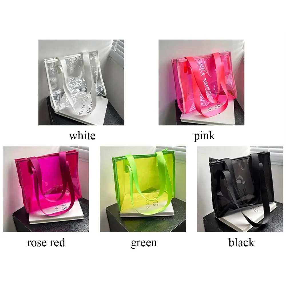 Clear Transparent Tote Bag Leisure PVC Jelly Large Capacity Shoulder Bag Waterproof Handbags Summer