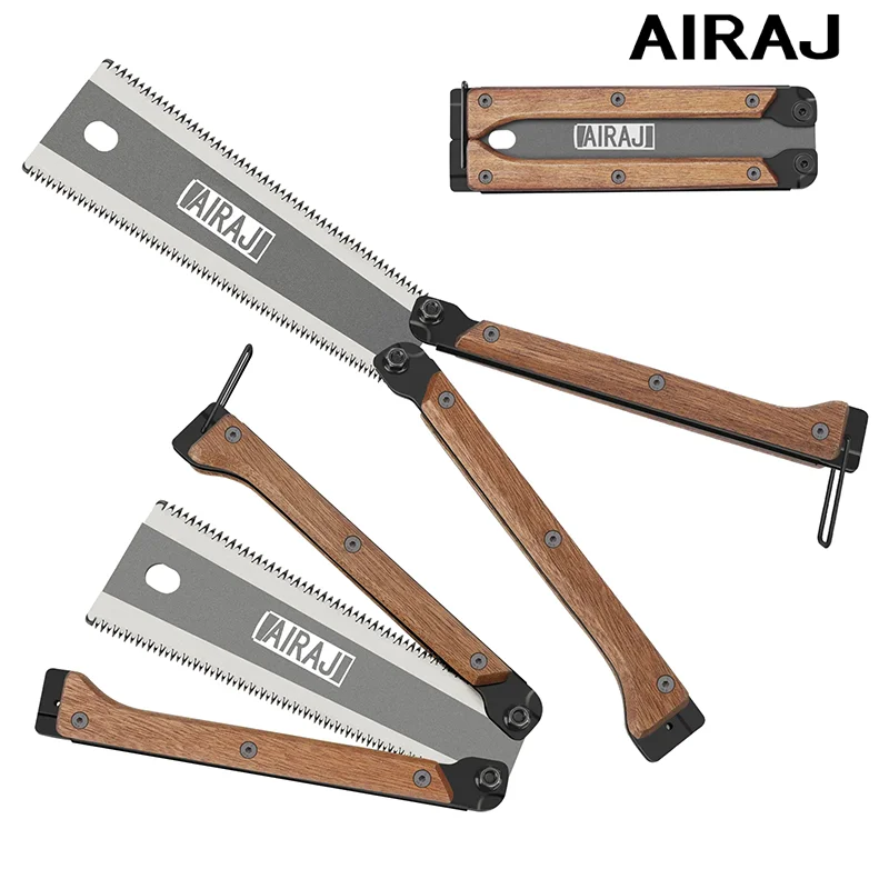 AIRAJ 12Inch Garden Folding Saw Sk5 Steel Double-Edged Camp Saw Portable Pocket Saw Woodworking Hand Saw Household Cutting Tools