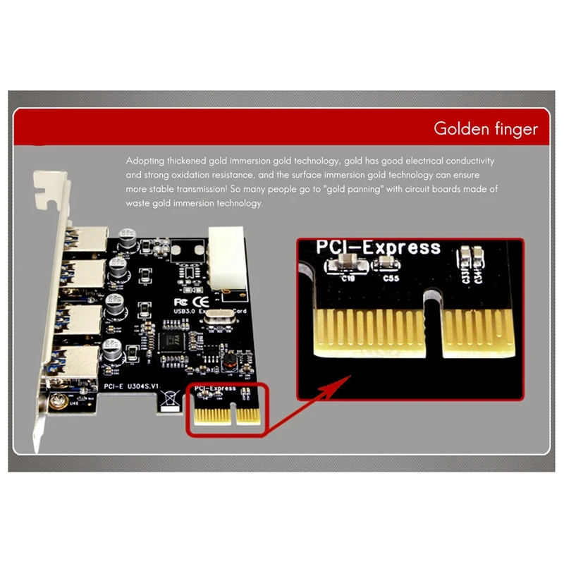 1 Set Adattatore per scheda di espansione PCI Express HUB professionale da 4 porte PCI-E a USB 3.0 Velocità 5 Gbps per desktop