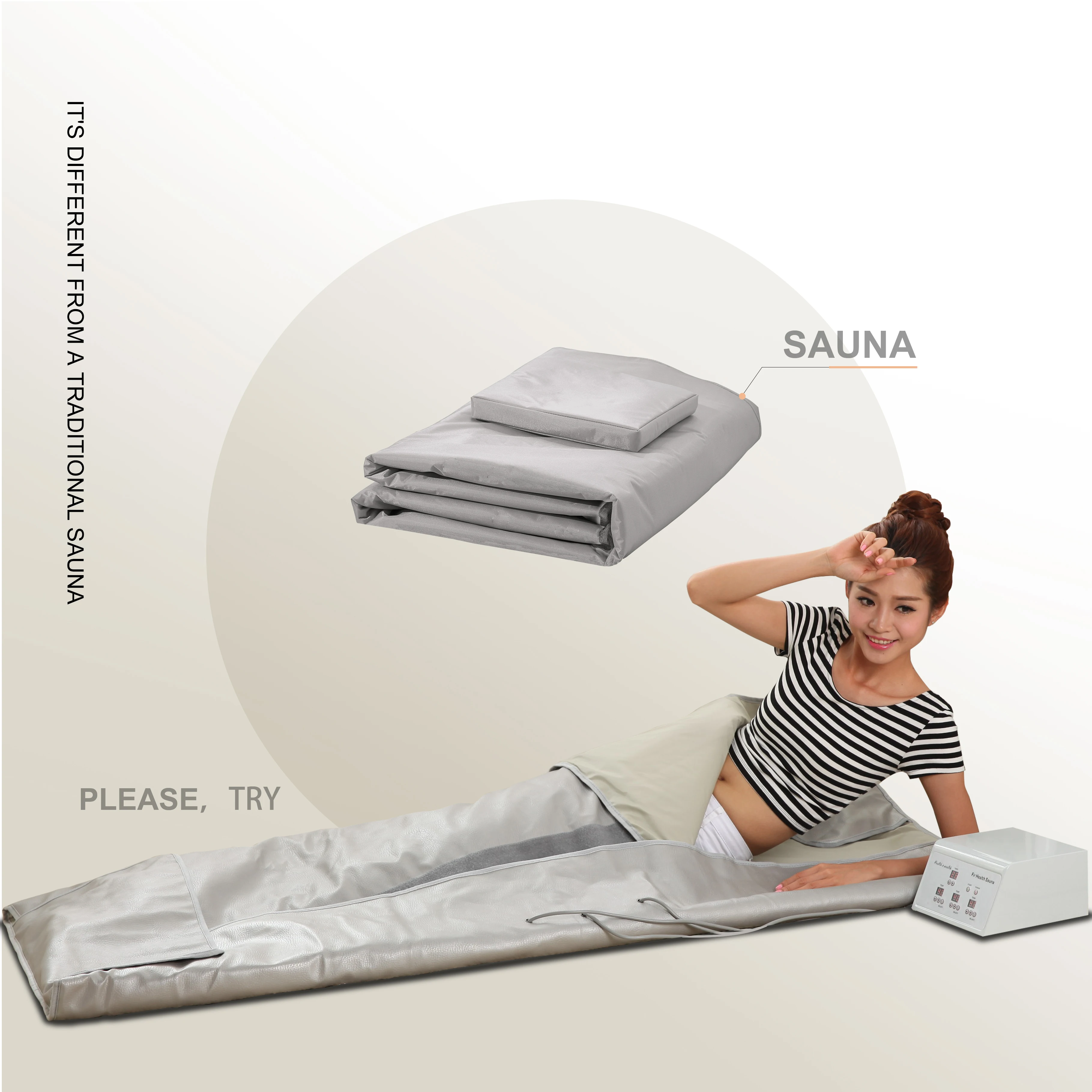 Infrared Sauna Blanket for Detox with 3 zone Controller Sweating Sauna Bed Body Heating with Sleeves for Stress Pain Relief