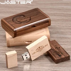 JASTER USB flash drive Creative wedding gifts Pen drive 128GB Maple Wooden box Memory stick 64GB Free custom logo Pendrive 32GB