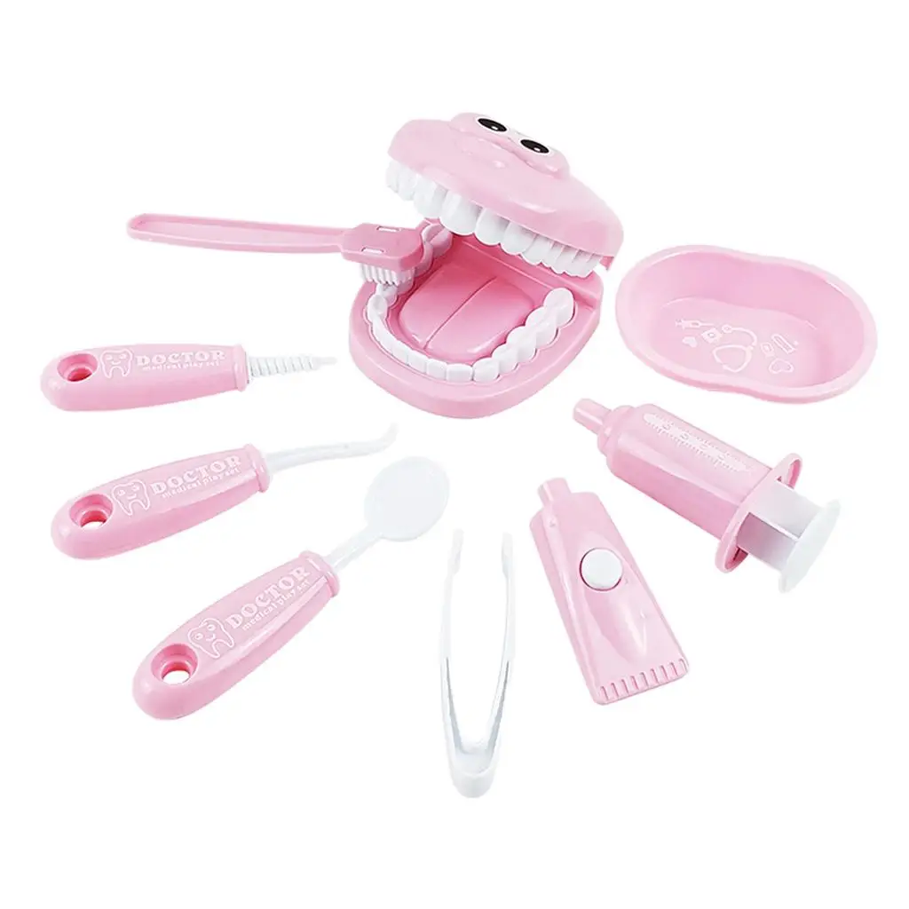 4-6pack Children Kids Role Play Doctor Dentist Learning Toys Set Dental Kit Pink