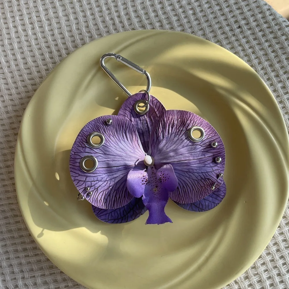 Creative Simulation Flower Orchid Lily Keychain Colorful Gifts Simulation Flower Keyring Backpack Decoration Flower Bag Pendant