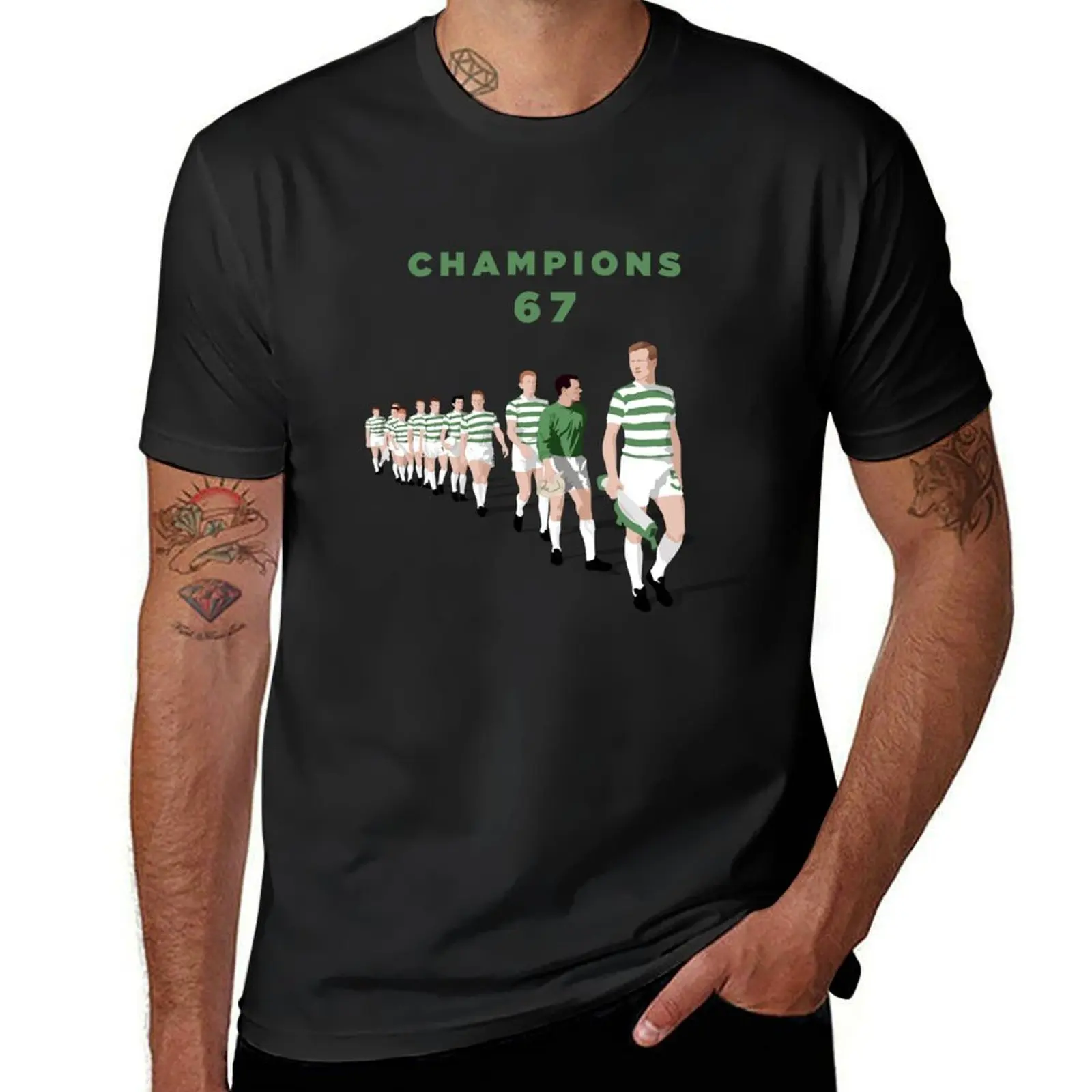 Lisbon Lions - Champions 67 (Green text) T-Shirt vintage graphics summer top mens big and tall t shirts