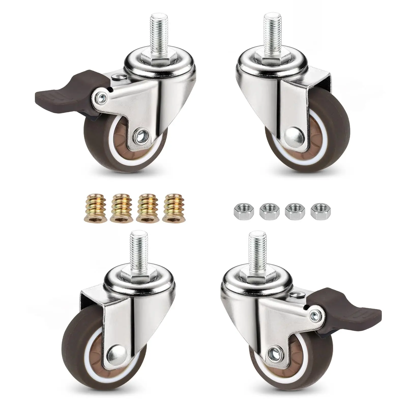 

4pcs Furniture Casters Wheels Soft Rubber Swivel Caster Quite Roller Wheels for Trolley Baby Crib Bed Wheels Household Accessory