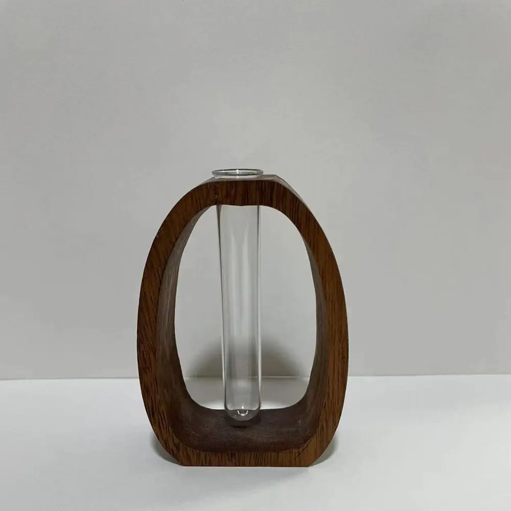 مزهرية صغيرة من الخشب الصلب من خشب الجوز، وعاء زهور مائي شفاف إبداعي، رائع وبسيط