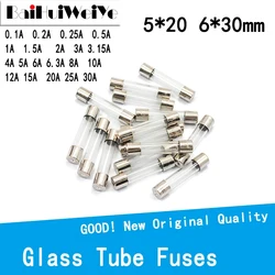 10PCS 5*20 6*30 Glass Fuse Fast Fuses 250V 0.1A 0.2A 0.5A 1A 2A 3A 3.15A 4 5A 6A 8A 10A 12A 15A 20A 30A Quick Blow 5x20mm 6x30mm