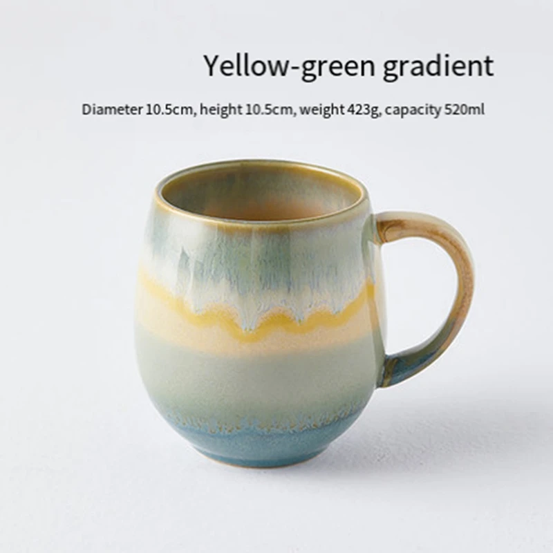 

520Ml Simple Gradient Color Mug Ceramic Coffee Milk Handle Mug Drinking Oats Cup Water Juice Teacup,Pink And White Durable