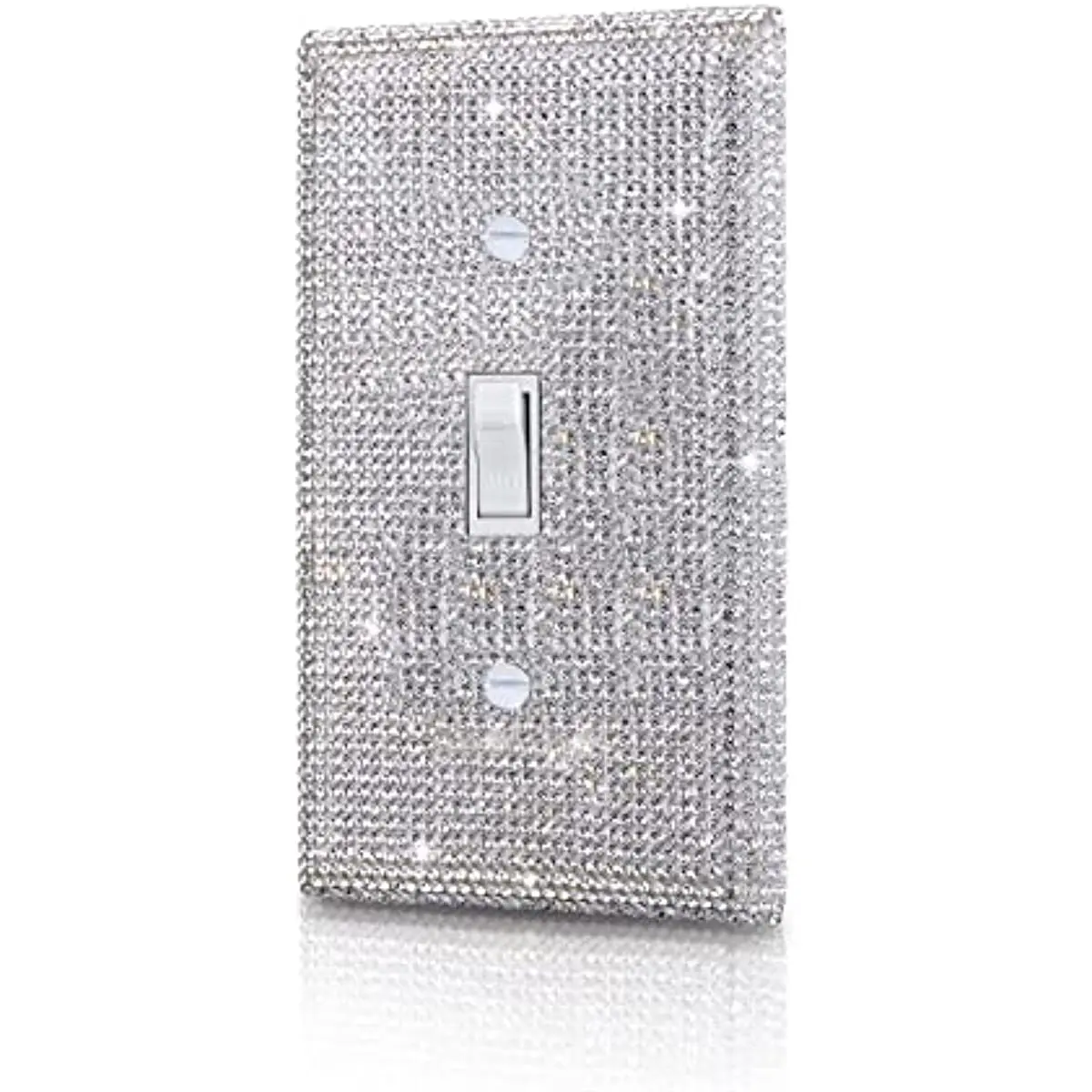 

5pc Wall Decor Plates Light Switch Cover Plate Decorative Wall Plate Toggle Switch 5 Pack Shiny Silver Rhinestones Light Switch