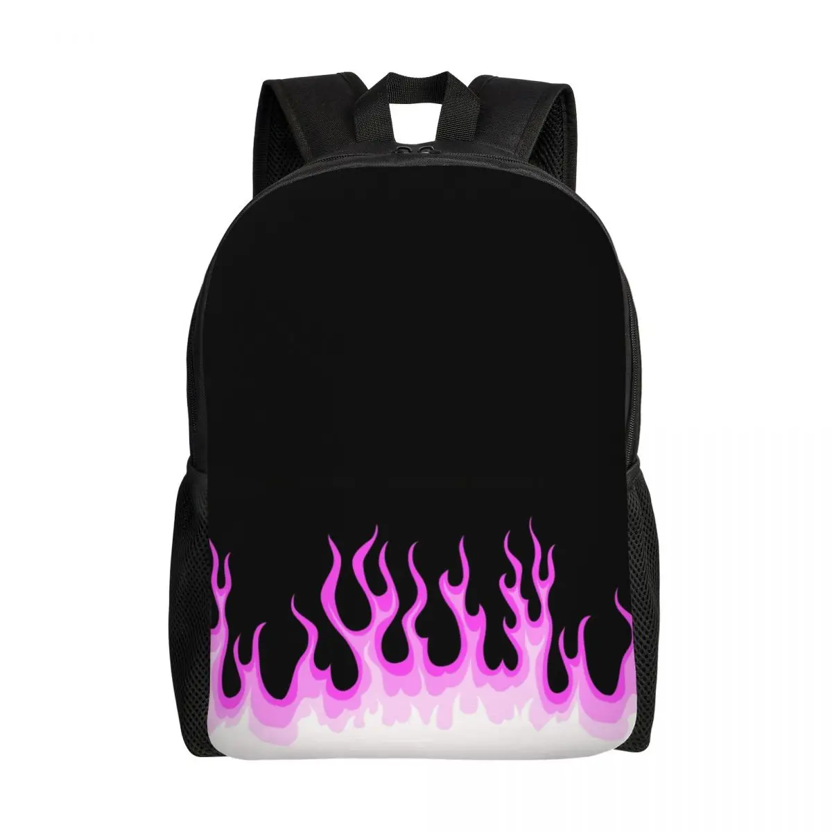 Custom Pink Hot Fire Racing Flames Travel Backpack Men Women School Laptop Bookbag College Student Daypack Bags