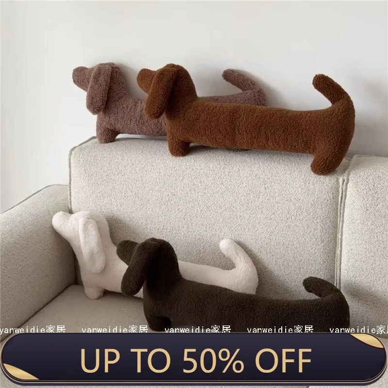 Cute Cartoon Dachshund Pillow Men's And Women's Nap Leg Pillow Living Room Sofa Head Shape Plush Cushion