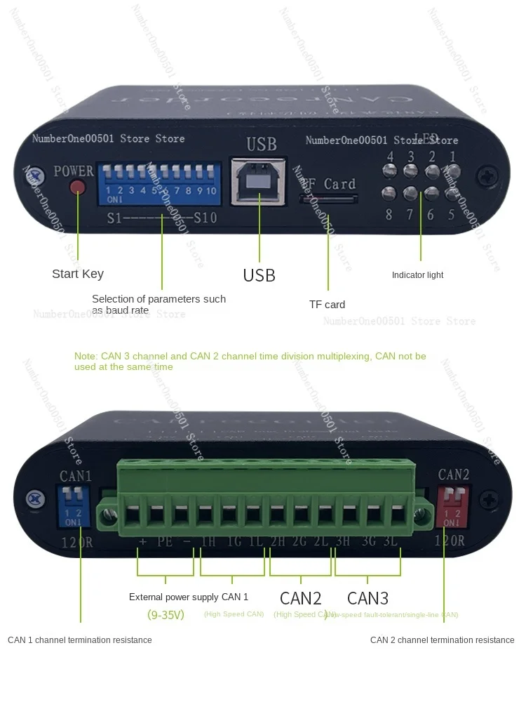 CAN Bus Data Recorder Offline Recording and Playback Off-line Playback Relay Battery-powered SD Card Storage