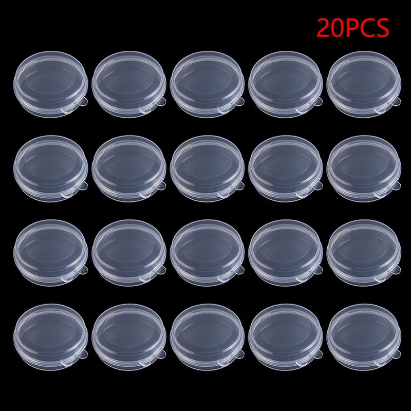 10/20Pcs Transparent Plastic Boxes Round Fishhook Pearl Button Storage Organizer Case Dustproof Durable Jewelry Container