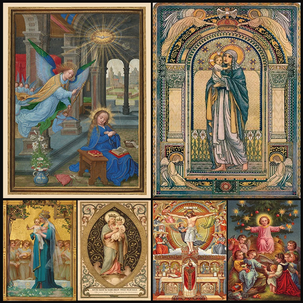 Affiches de missionnaire du christianisme jésus vierge marie, images murales pour salon, peinture sur toile d'art mural sans cadre
