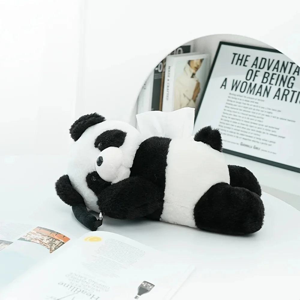 1pc Plüsch Panda Auto Tissue Halter Boxen Auto Rücksitz Hängen Tissue Tasche Box Plüsch Halter Abdeckung Auto Spielzeug Innen dekoration – Detail 3