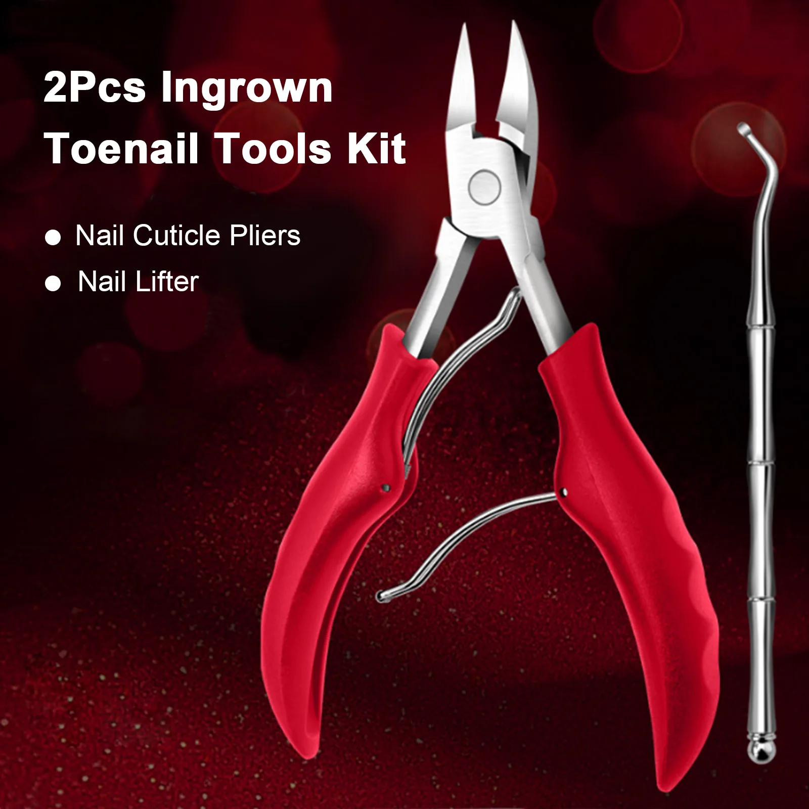 Ingrown Toenail Tools Kit Stainless Steel Nail Cuticle Pliers Ingrown Nails Clipper Lifter Fingernail Toenail Scissors