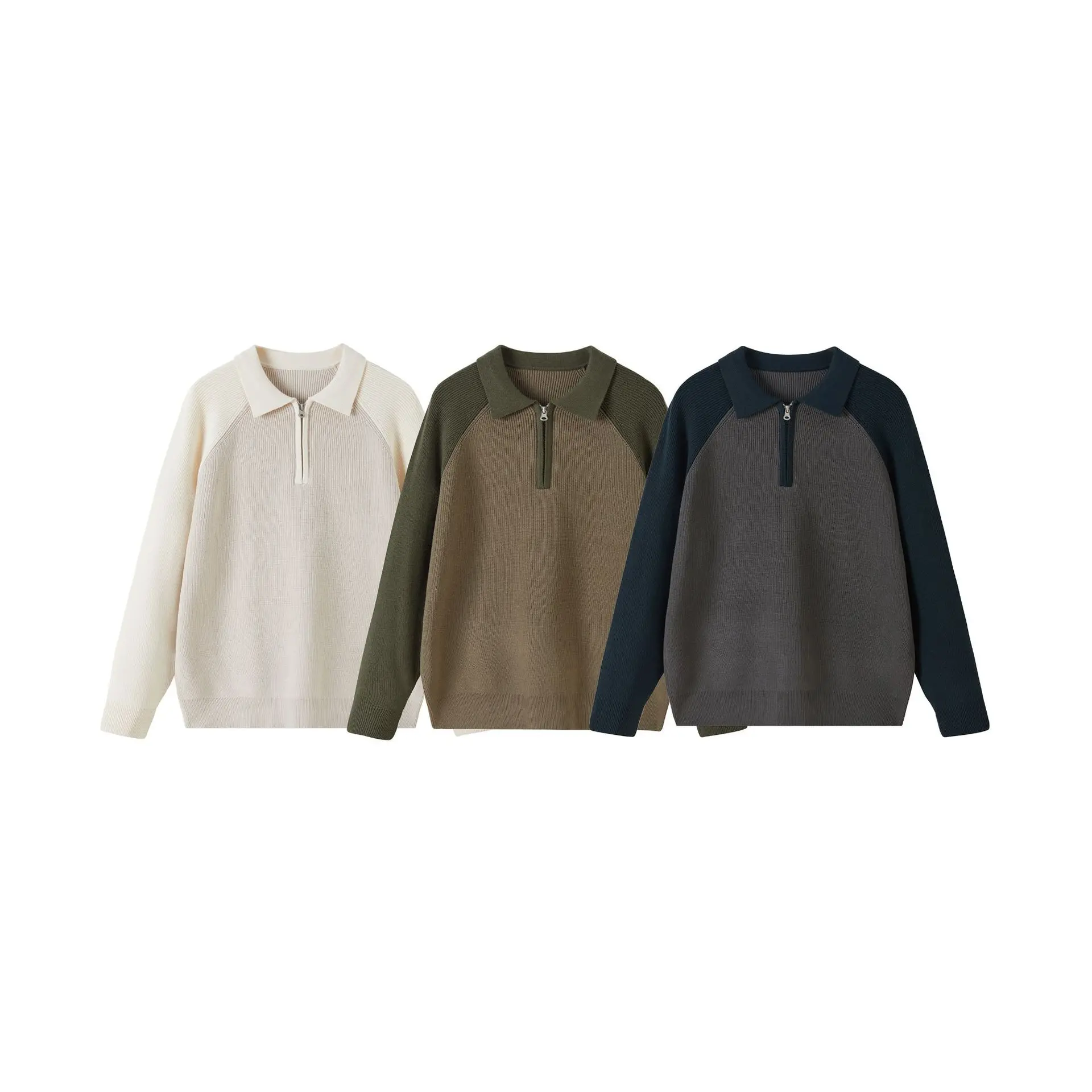 

Retro Japanese Sle Pullover Knitwear f Zip Ne Loose Casual oulder Sve Insertion Korean Version Men's Sweater