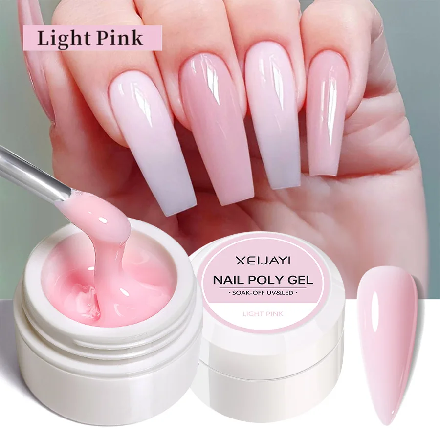 XEIJAYI Extension Nail Gel Jelly Pink White Clear Hard Gel Polish Self Leveling Soak Off UV Construction Nail Art DIY Manicure