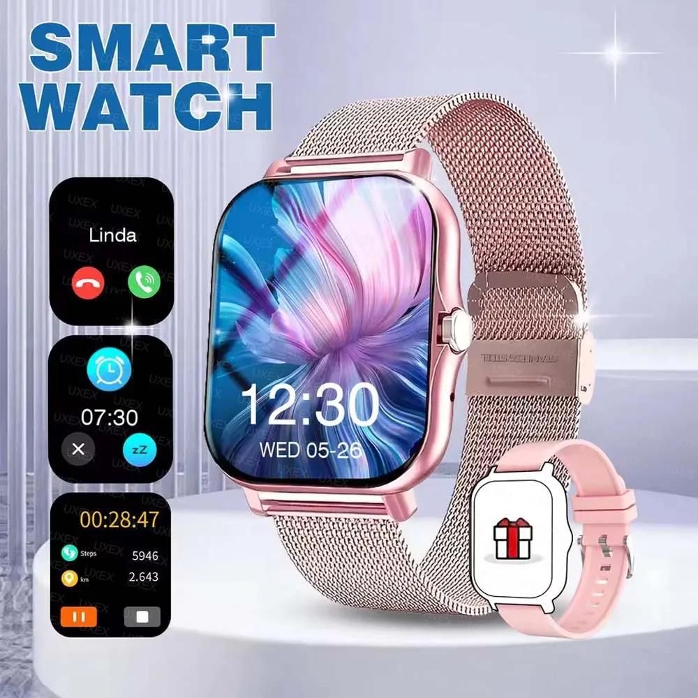 بلوتوث الحديث 1.83 ''جديد عطلة هدية ساعة ذكية شاشة كاملة الأكسجين في الدم/مراقبة ضغط الدم ساعة ذكية للنساء 2026 الرجال