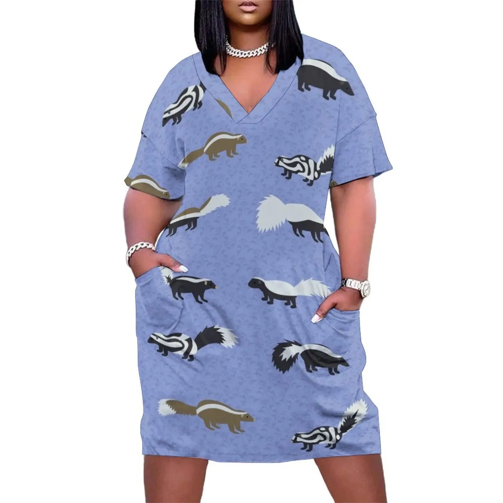 

Skunk Pattern Loose Pocket Dress women's summer dress 2025 dresses for prom