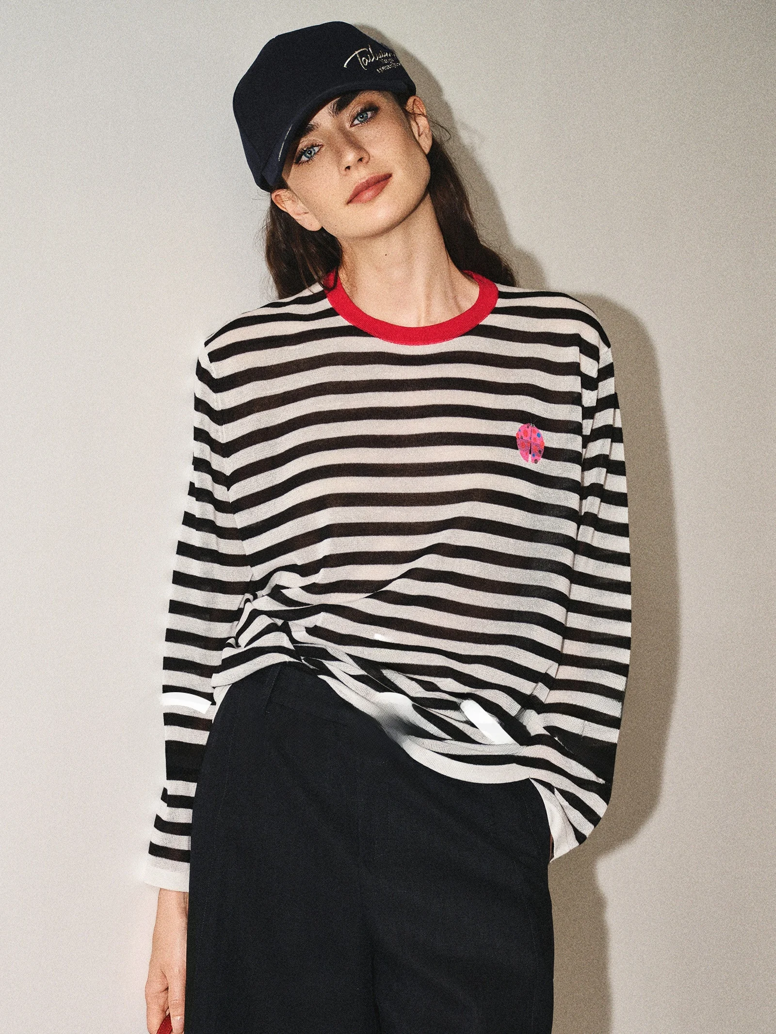 

Renewable Fiber Long Sve Striped Knitted irt Loose Fit round Ne Commute Sle round Ne Striped Print Casual Top