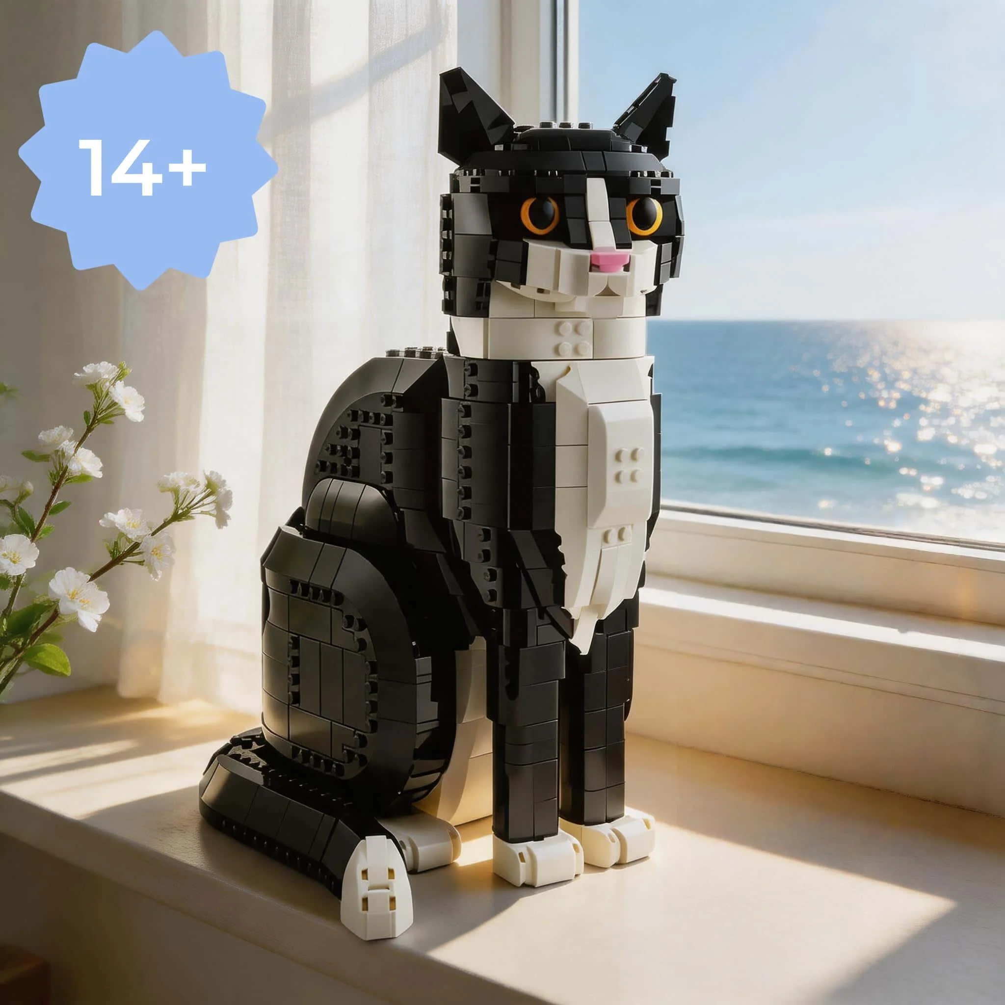 

2026 new creative MOC large animal series building black kitten fun DIY decorative brick toy adult education gift home decoratio