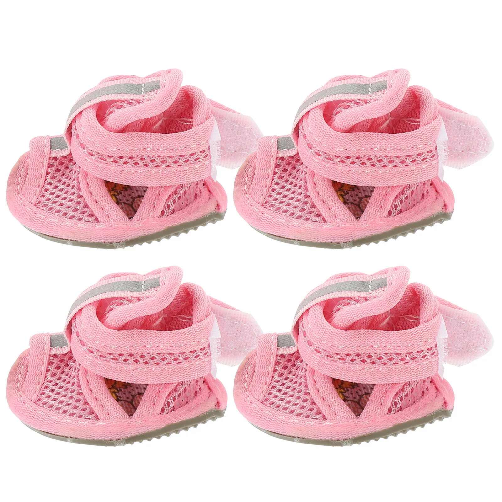 

4pcs Shoes Flexible Sole Mesh Breathable Anti-slip Summer 5 Sizes Hot Pavement Deck Beach Dog Shoes Supplies