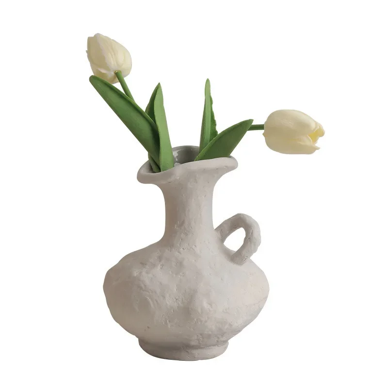 Ваза Nordic Style White Handmade Ceramic Small Vase Home Decor Flower Pot مزهريات Decoración Hogar